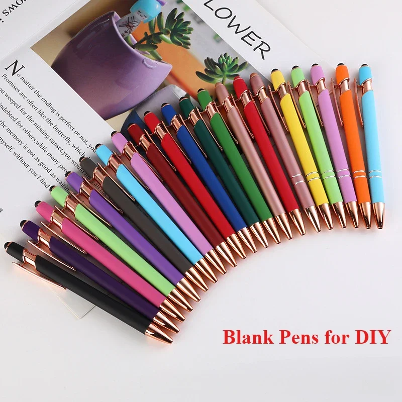 50PCS Blank Metal DIY Pens for Art Work Aluminum Ballpoint Pen Personalized Engraving Logo Text Customization  Craft Gift Pens