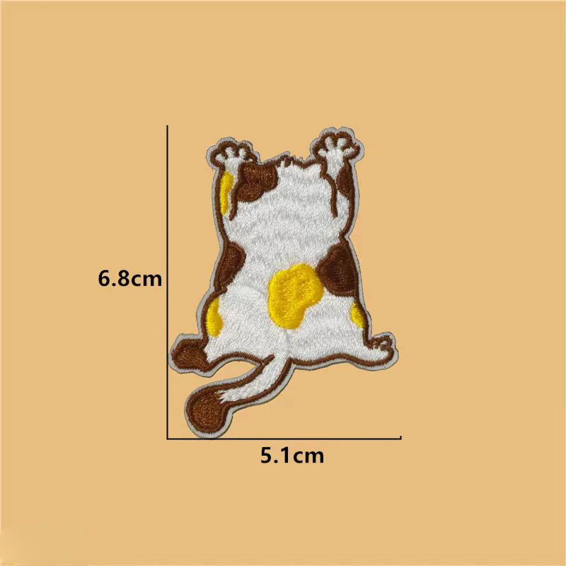 3 Teile/satz Nette Verspielte Gestickte Katze Patches Stoff Für Taschen Kleidung Zubehör Eisen Auf Aufkleber DIY Reparatur Handwerk Liefert – Detail 5
