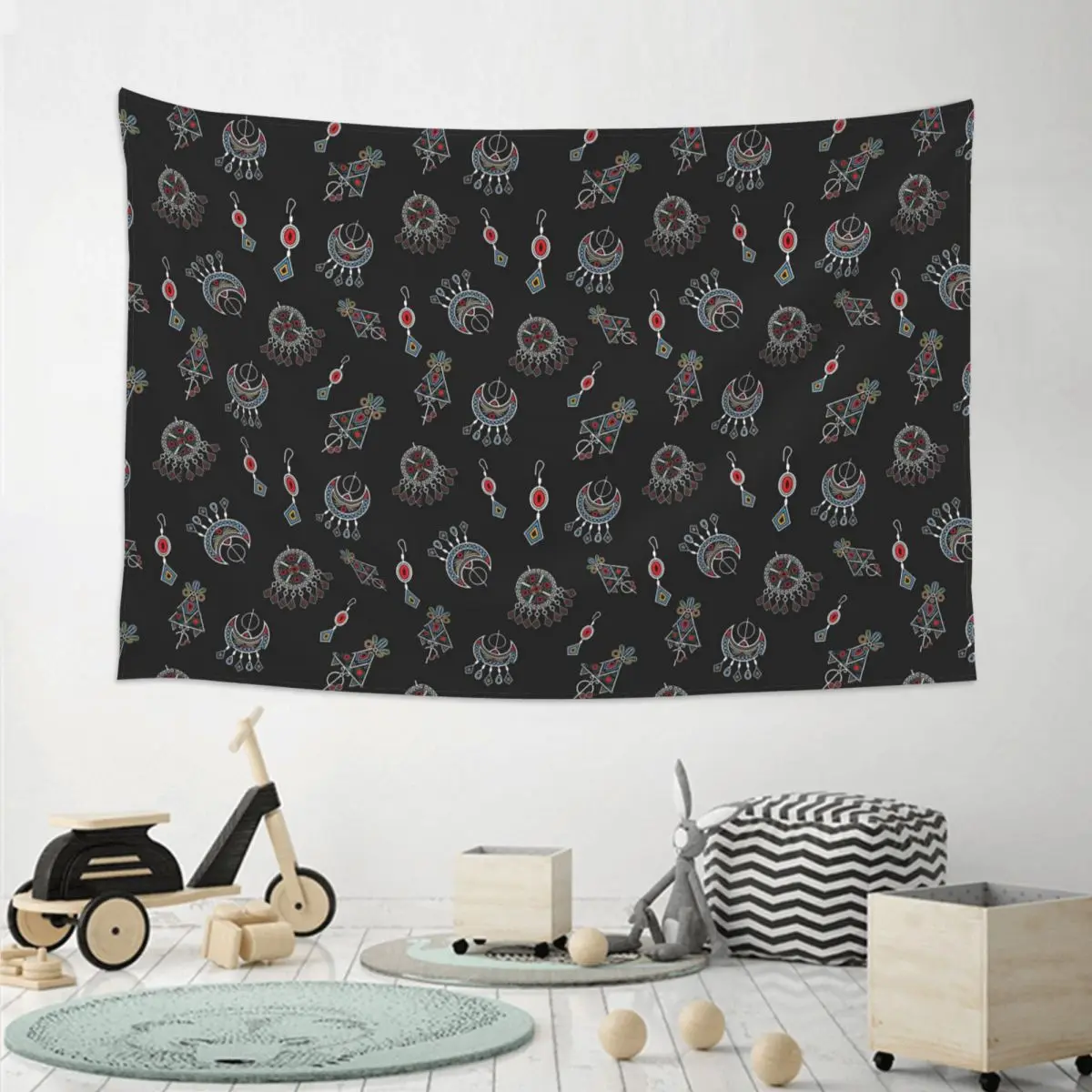 Kabyle Jewelry Amazigh Africa Ethnic Style Tapestry Art Wall Hanging Aesthetic Home Decoration Tapestries for Bedroom Dorm Room