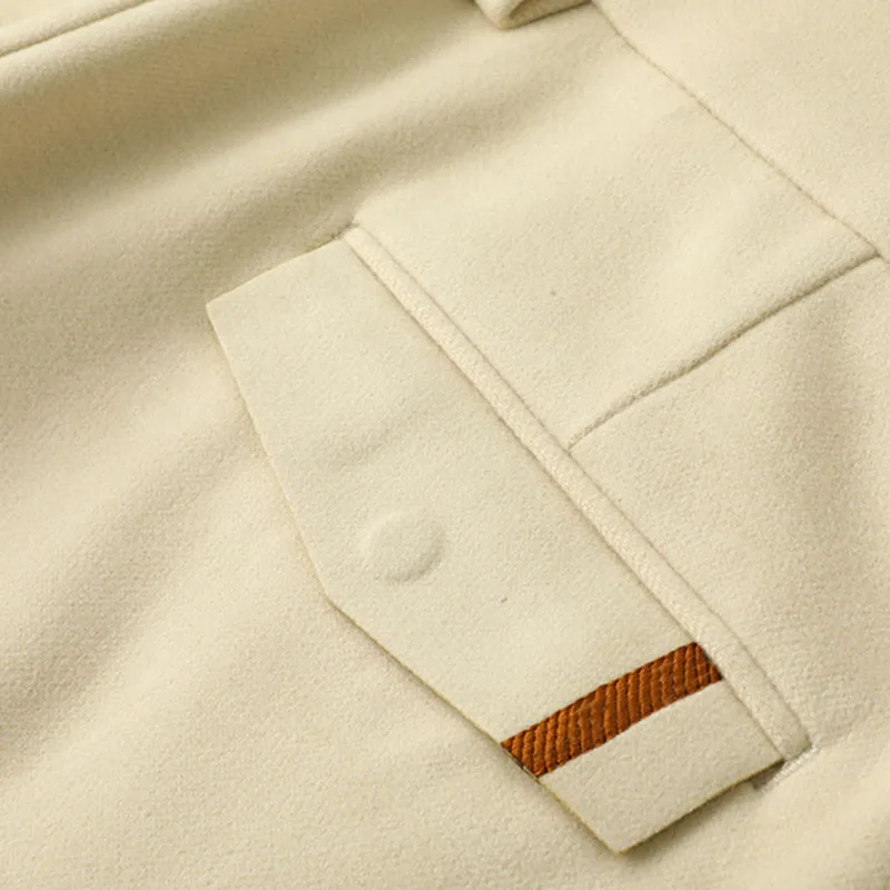 Quality Simple apricot European casual pants men autumn winter slim feet men solid color business men pants
