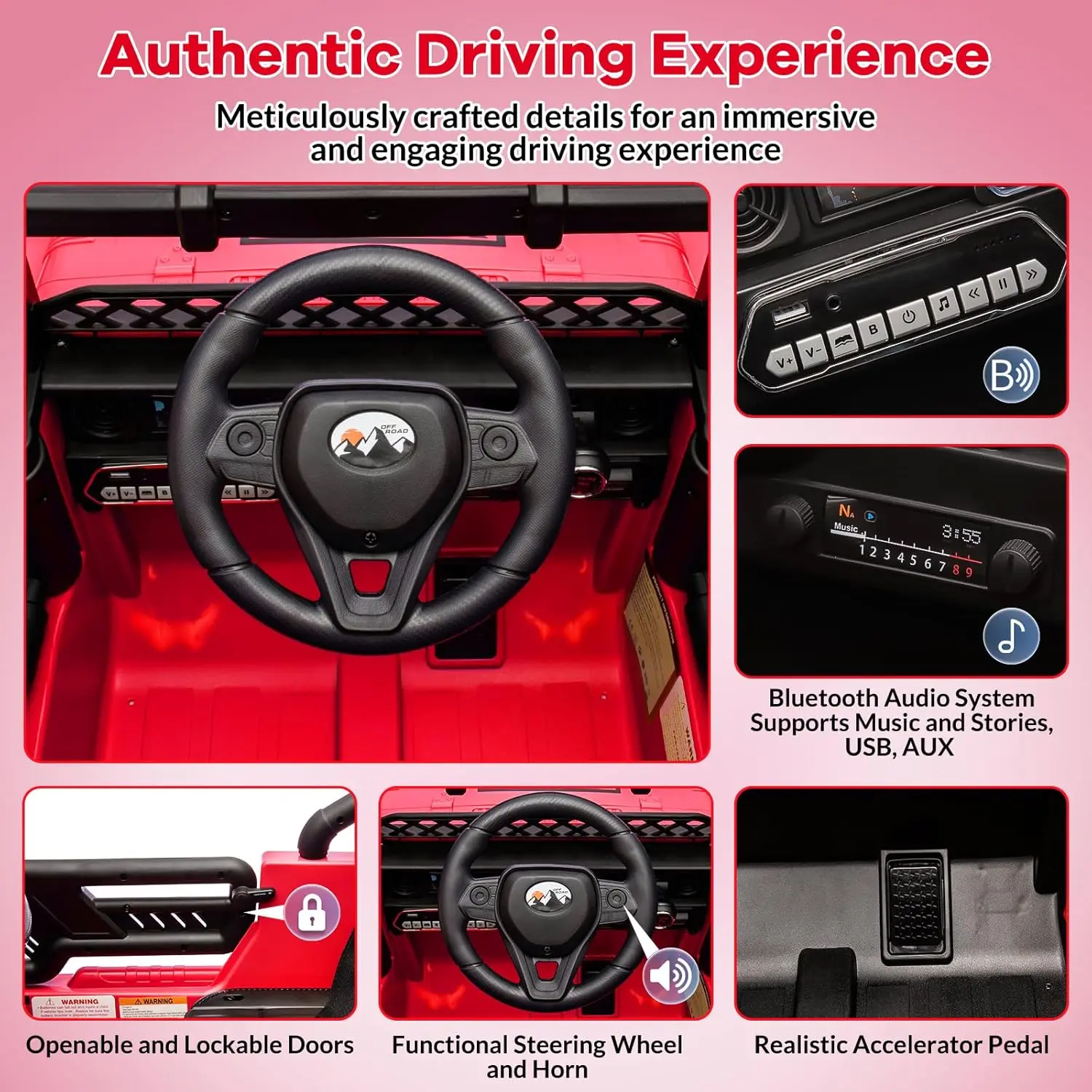 Kinderen Elektrische SUV Rit Op Speelgoed 2.4g Afstandsbediening MP3 Bluetooth Geluid Stuurwielophanging Verwijderbare Batterij voor 3-6 jaar