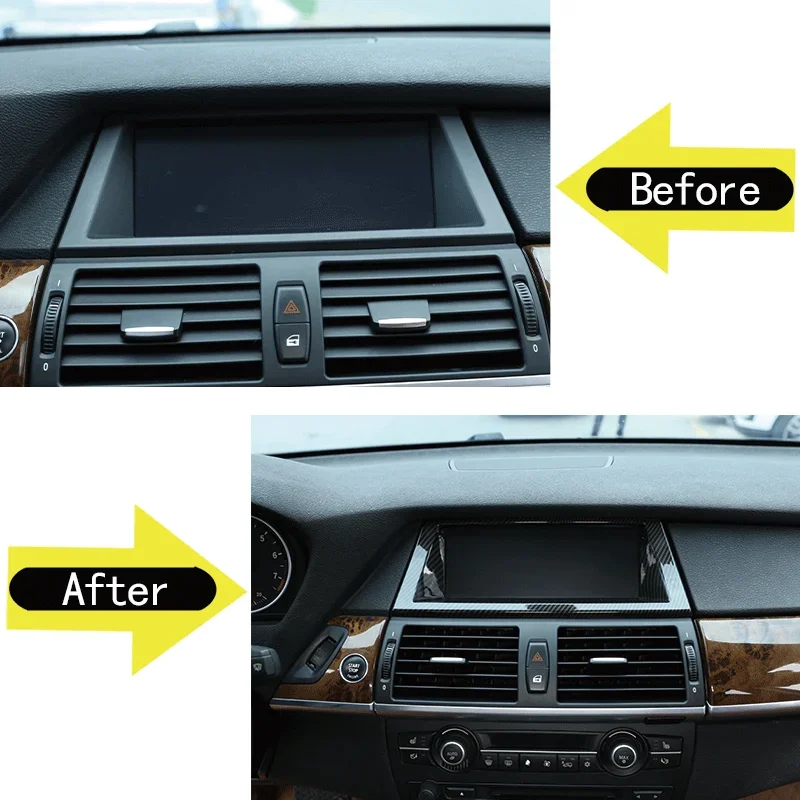 

For 2008-2014 BMW X5 E70 X6 E71 ABS carbon fiber car styling center control navigation decorative frame sticker auto parts