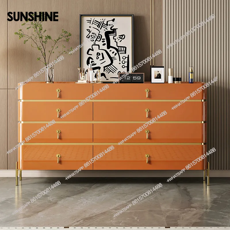 

Italian light luxury solid wood chest of drawers bedroom minimalist bedroom bedside cabinet