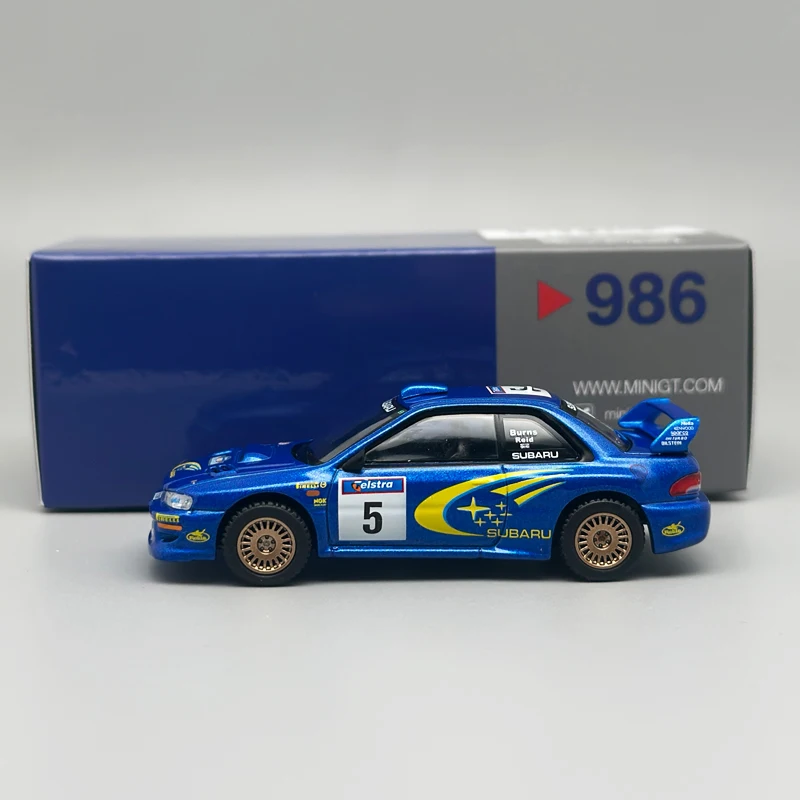 MINIGT 986 سوبارو امبريزا WRC99 1999 فائز رالي أستراليا # 5 نموذج سيارة من سبيكة معدنية زرقاء حصرية من أستراليا مقاس 1:64 #2