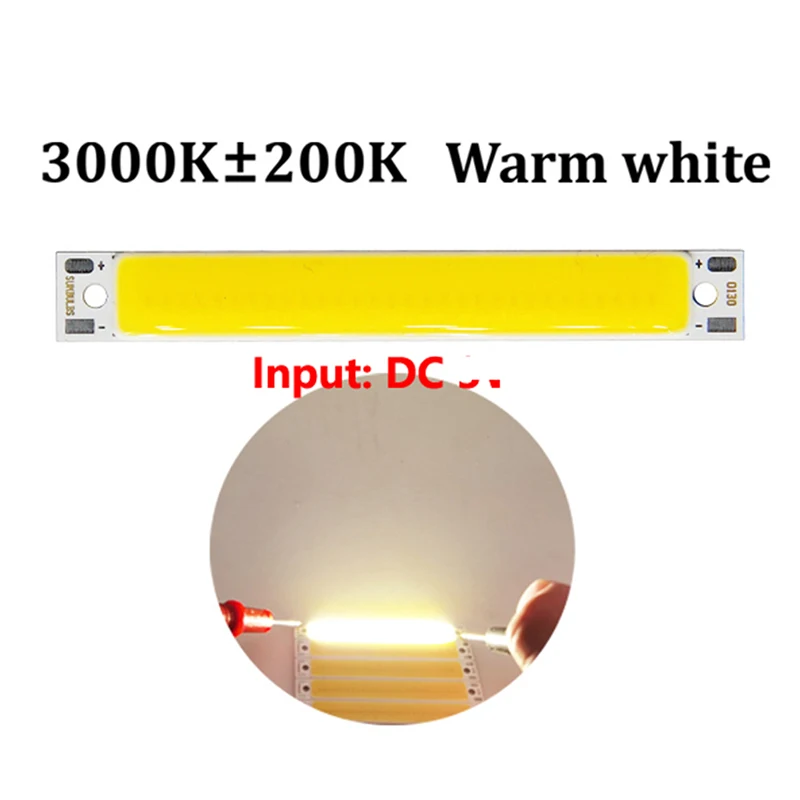 DC 3.7V 60x8mm LED COB Strip 3W Warm White/Cold White COB LED Light Source High Brightness LED Light For DIY Bicycle Work Lamp