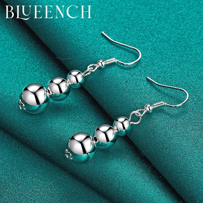 Blueench 925 Sterling Silver Ball Simple Earrings for Women's Party Birthday Gifts Temperament Fashion Jewelry