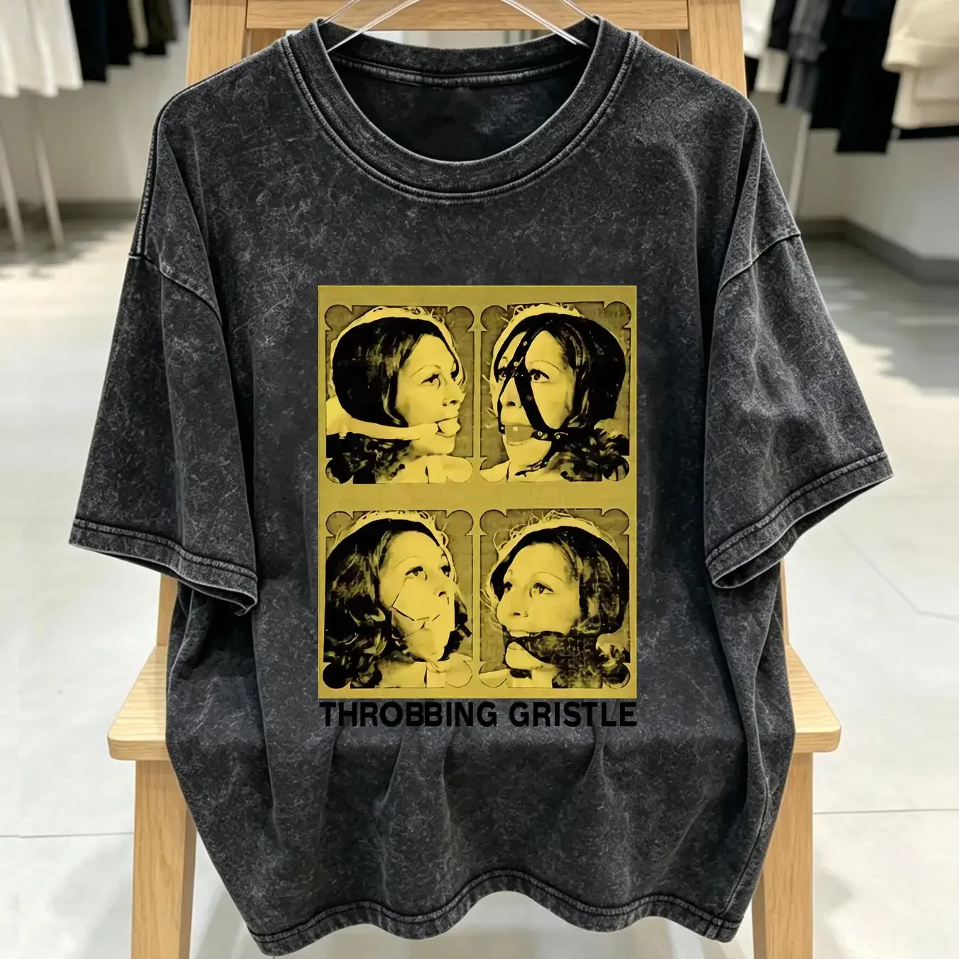 washed T Shirt Vtg Throbbing Gristle Band For Fans Cotton S 234XL Yellow KK147 vintage Washed designer clothes