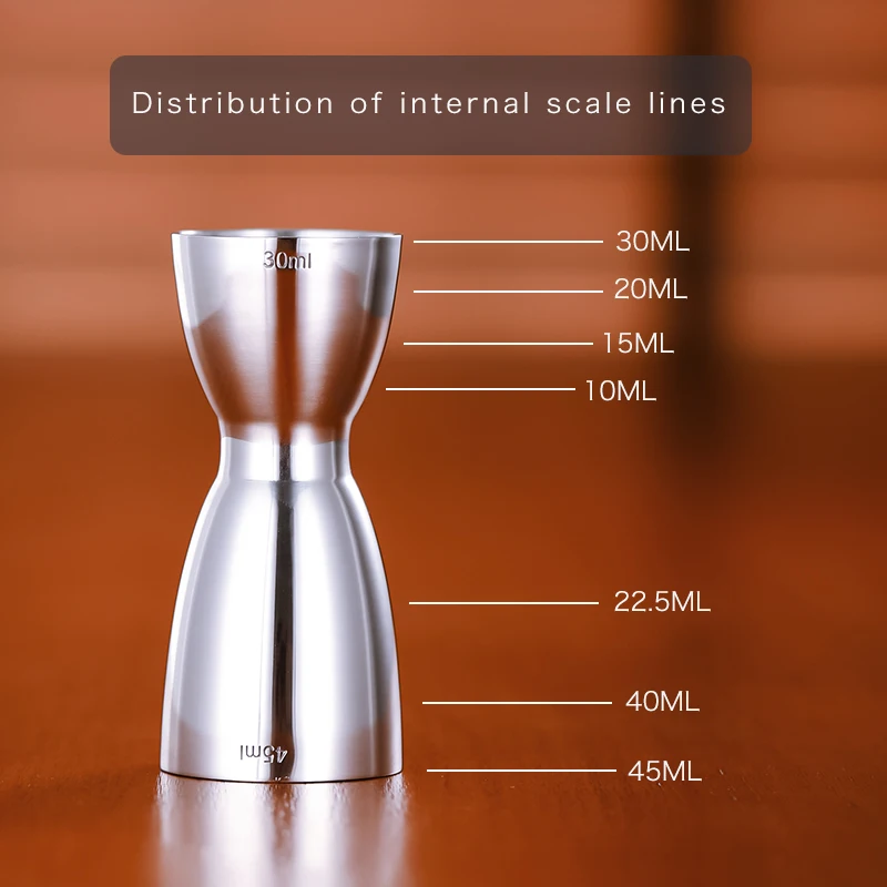 18/8 Stainless Steel Cocktail Jigger 30ml 45ml Bar Measure