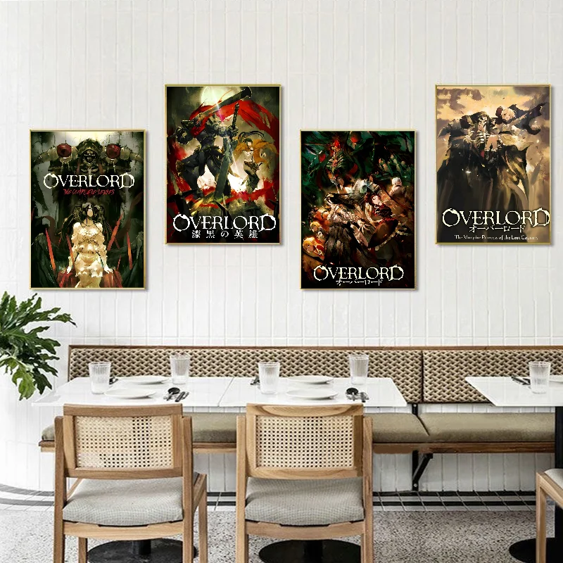 O-Overlord Anime Poster Self-adhesive Art Waterproof Paper Sticker Coffee House Bar Room Wall