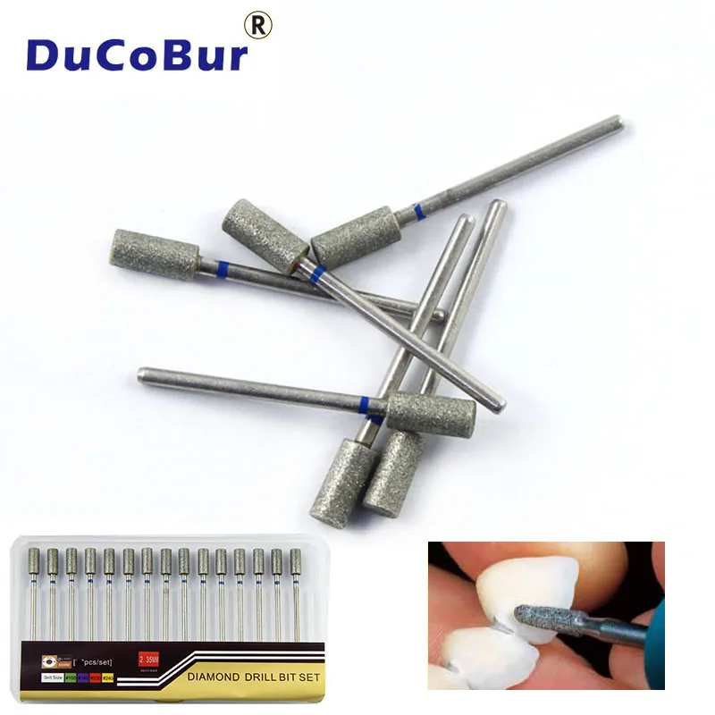 

6pcs Dental Diamond Bur HP Electroplated Blue Medium Cylinder for Grind or Polish Ceramic Zirconia Sharp Durable Dentistry Tool