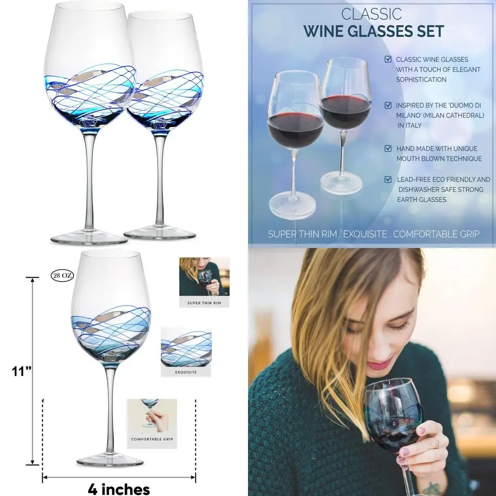 

Набор из 2 бокалов для красного вина безрат ручной работы, большая емкость 28 унций, высота 11 дюймов, окрашенная посуда для любителей вина