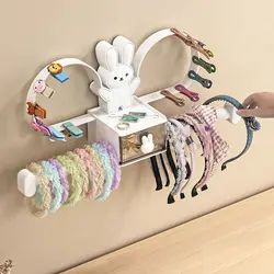 Kawaii Rabbit Hair Hoop Storage Rack Wall Mounted Jewelry Organizer Hair Tie Hair Clip Hairband Display Hair Accessories Rack