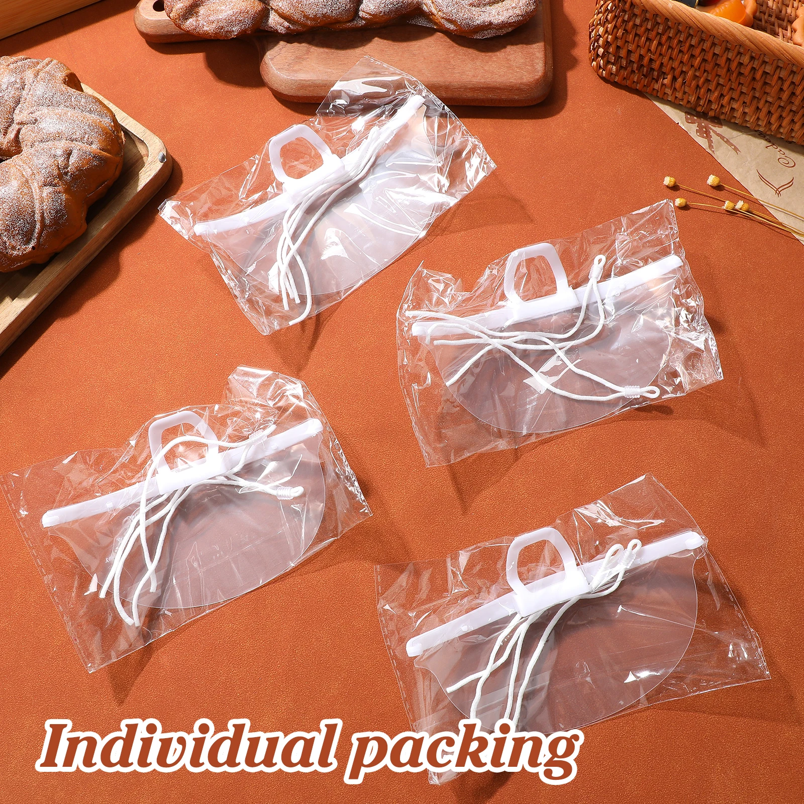 20 قطعة من البلاستيك الشفاف قناع الشيف درع قابل لإعادة الاستخدام مكافحة الضباب واقية واقي الوجه سبلاش برهان قناع غطاء للفم لوازم المطاعم