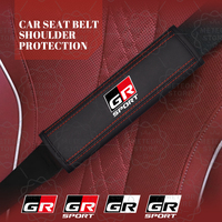 2pcs Car Styling GR Sport Emblem Leather Seat Belt Cover For GR Prius Rav4 Camry Avensis Auris Harrier Gazoo Racing Accessories