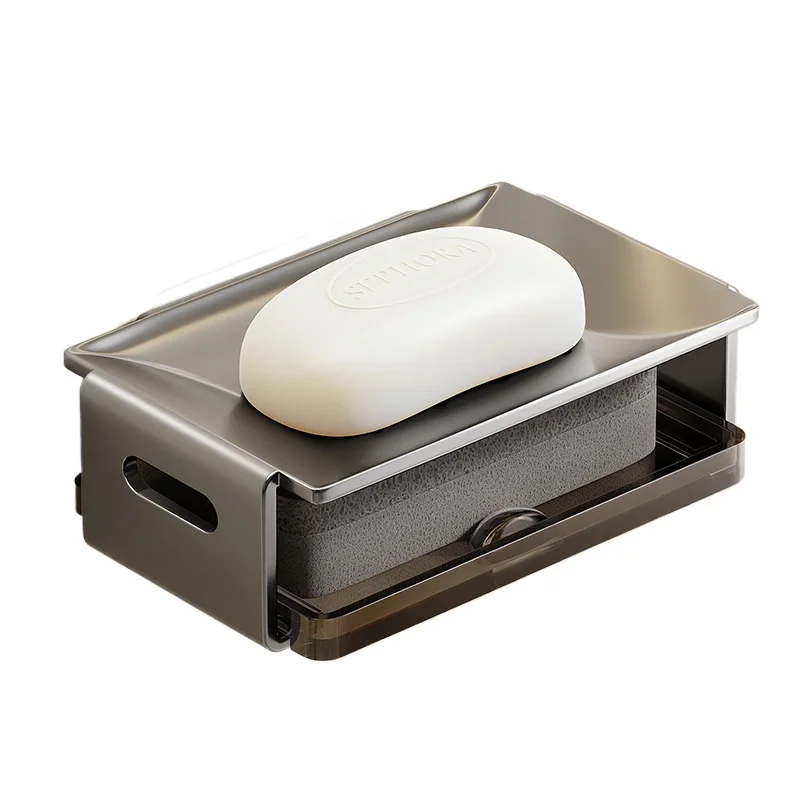 

Soap Box Wall Hanging No Punching Soap Storage Shelf Space Aluminum Soap Drain Box Household