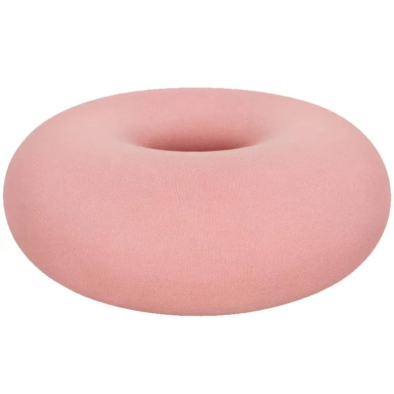 

Creative Children's Home Low Stool Cute Round Donut Pouf Upholstered Sofa Chair