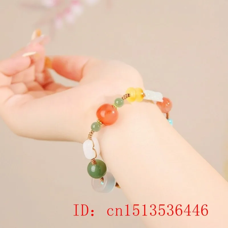 Pulsera de calabaza de Jade Natural personalizada para mujer, moda amuleto de tejido a mano, regalos de estilo étnico, Hotan Zhaocai Pixiu