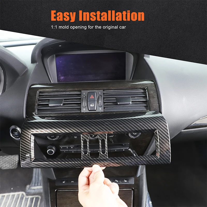 

1Pcs ABS carbon fiber For BMW 6 Series E63 E64 2004-2009 car center control air outlet frame decorative sticker car accessories