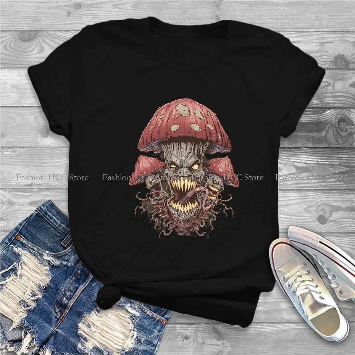 Magic Mushroom Polyester TShirts Evil Distinctive Homme T Shirt Hipster Tops