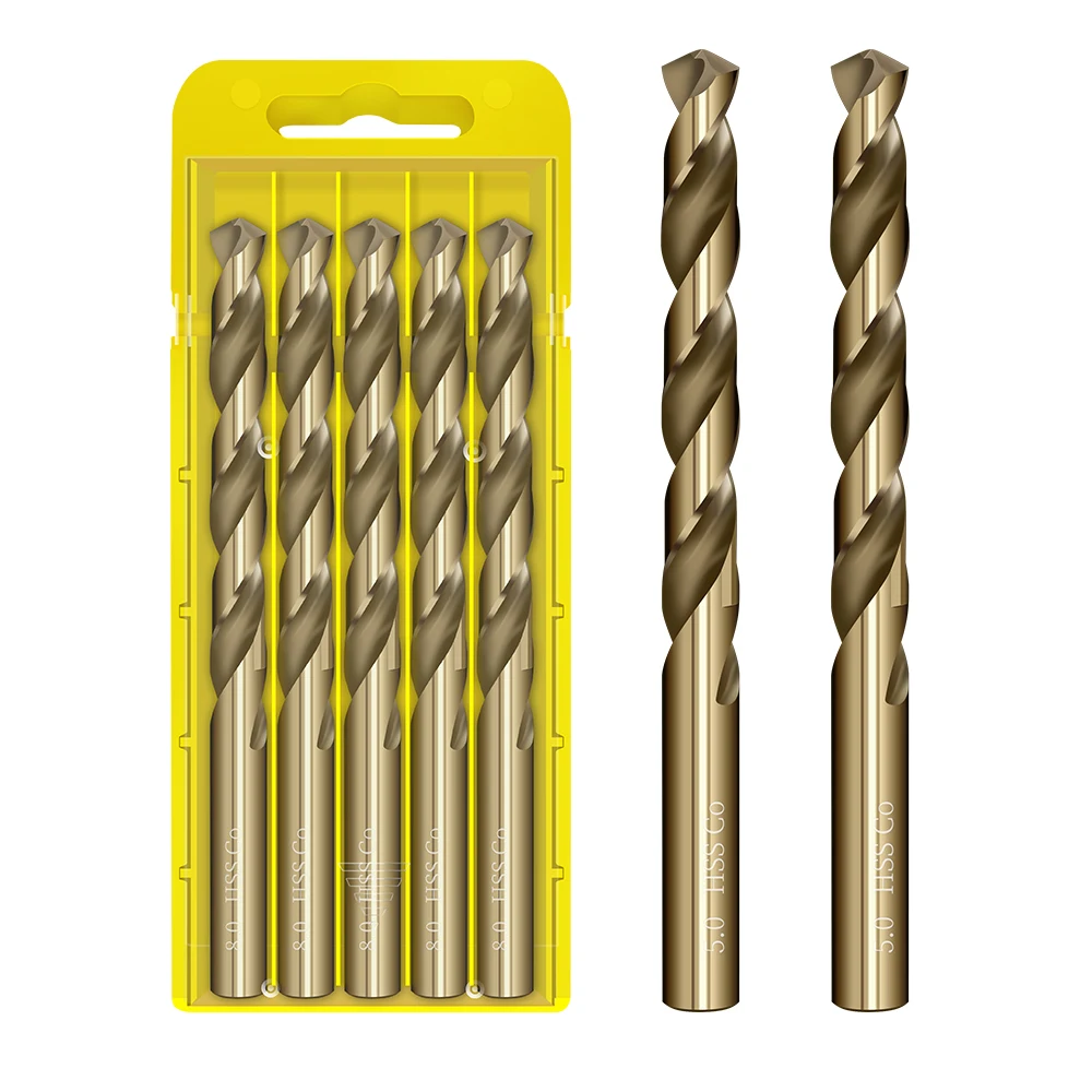 Brocas de Torção Hss M35 com Aço Cobalto Tungstênio Brocas de Metal Alça Reta Ferramentas de Perfuração Cnc Liga 0513 mm