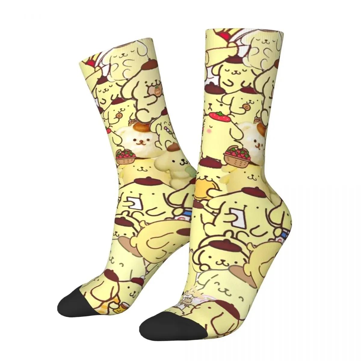 Winter Warm Retro Men's Women's Sanrio Kawaii Pom Pom Purin Socks Non-slip Basketball Socks