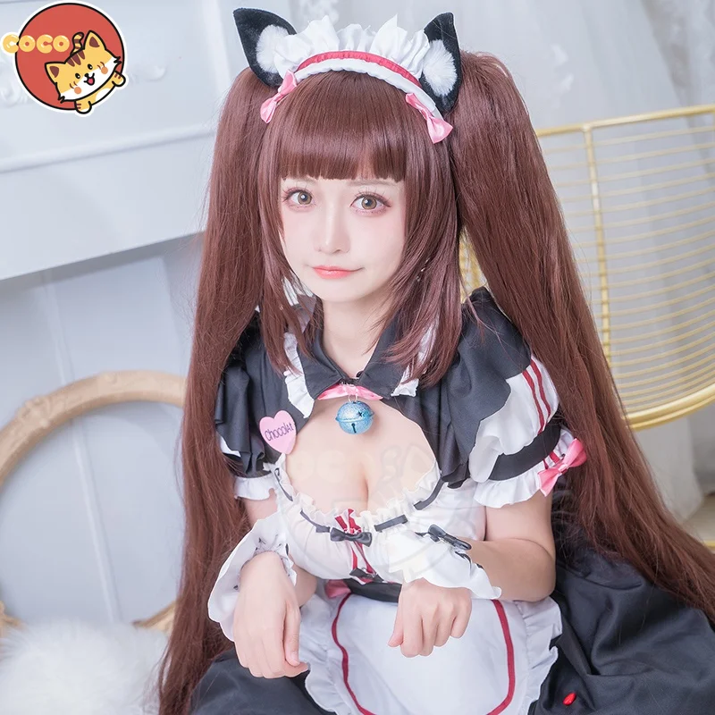 Robe de demoiselle d'honneur au chocolat, Cosplay, Cosplay, Cosplay, Costume, Nekomimi, paradis, Cosplay, perruque, coupe, pour filles