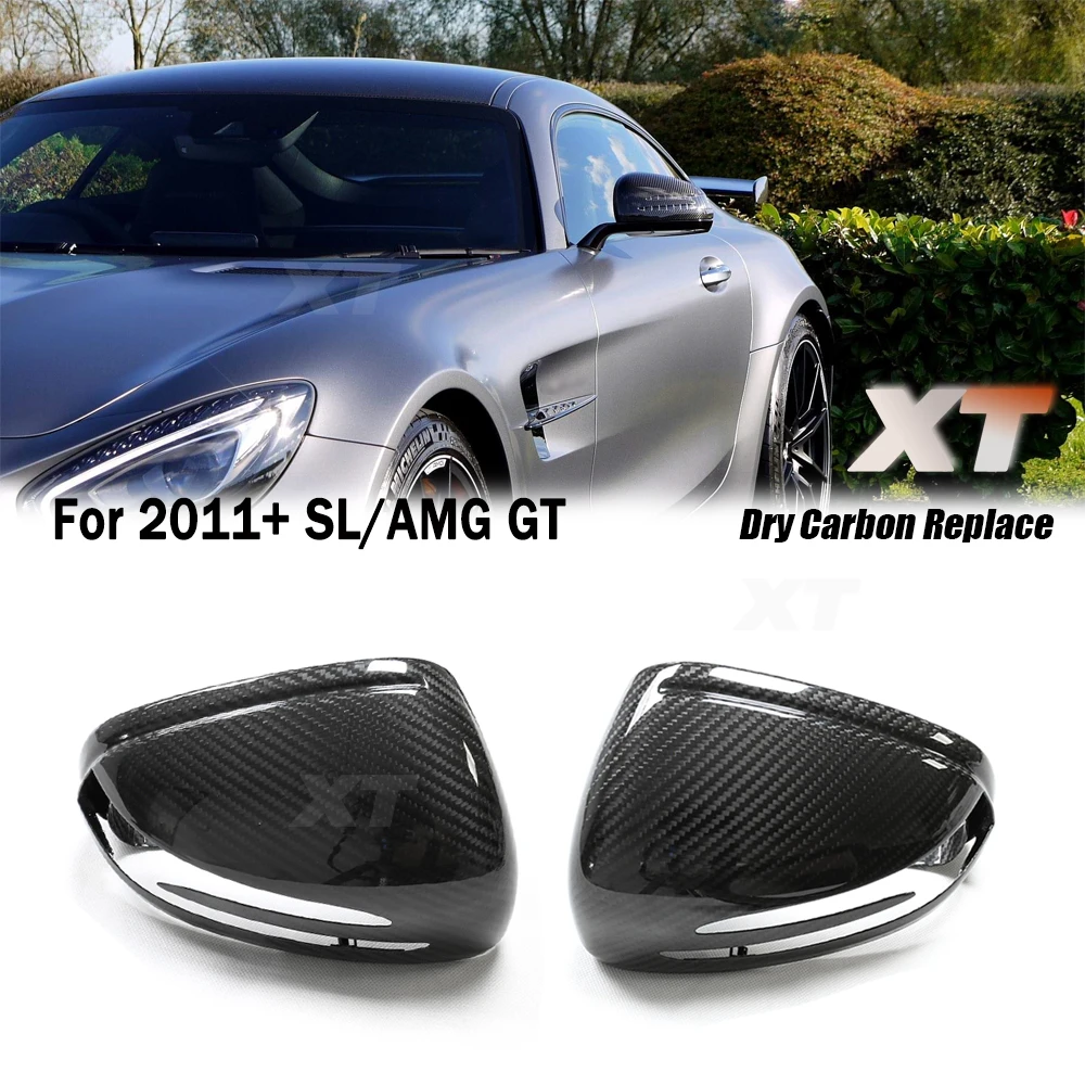 For 2011+ Mercedes Benz AMG GT SLK SLC SL SLS R172 R231 C197 C190 Dry Carbon Fiber Rear View Mirror Cover Caps Replace Forged