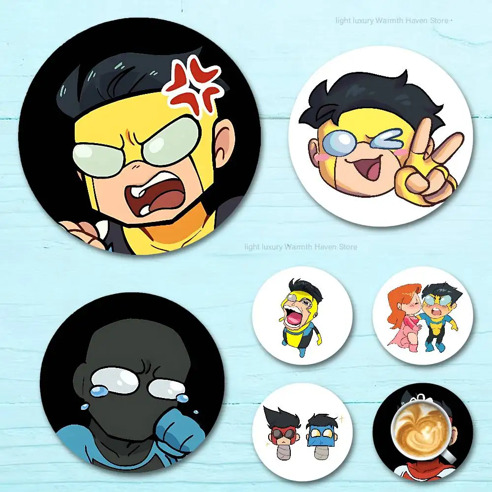 

Cute Chibi I-Invincible Round Wooden Coasters For Cute Design Suitable for Drinks Tea,Coffee Home Perfect Gift