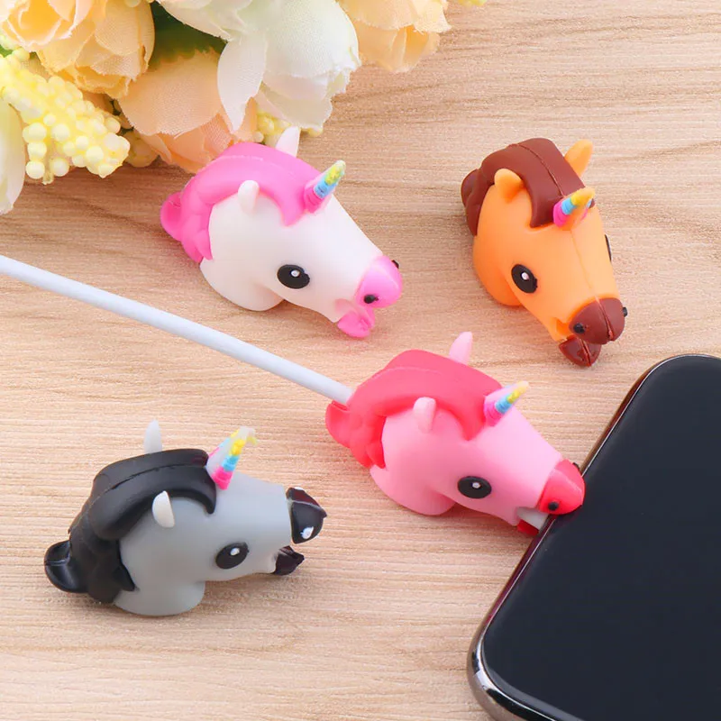 Unicorn Cartoon Cable Protector Organizer Cute Charger Protector Cable Winder Data Line Cord Protective Cover For iPhone