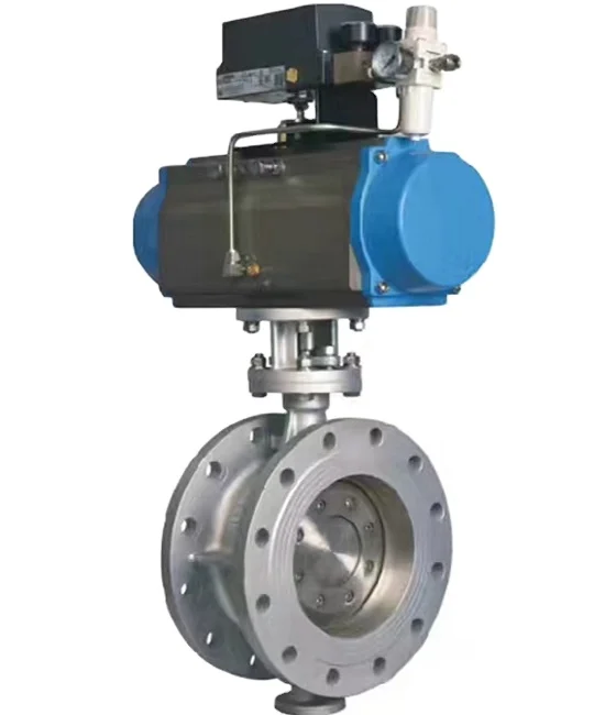 Cast iron EPDM Double Acting Pneumatic WCB Flange Butterfly Valve