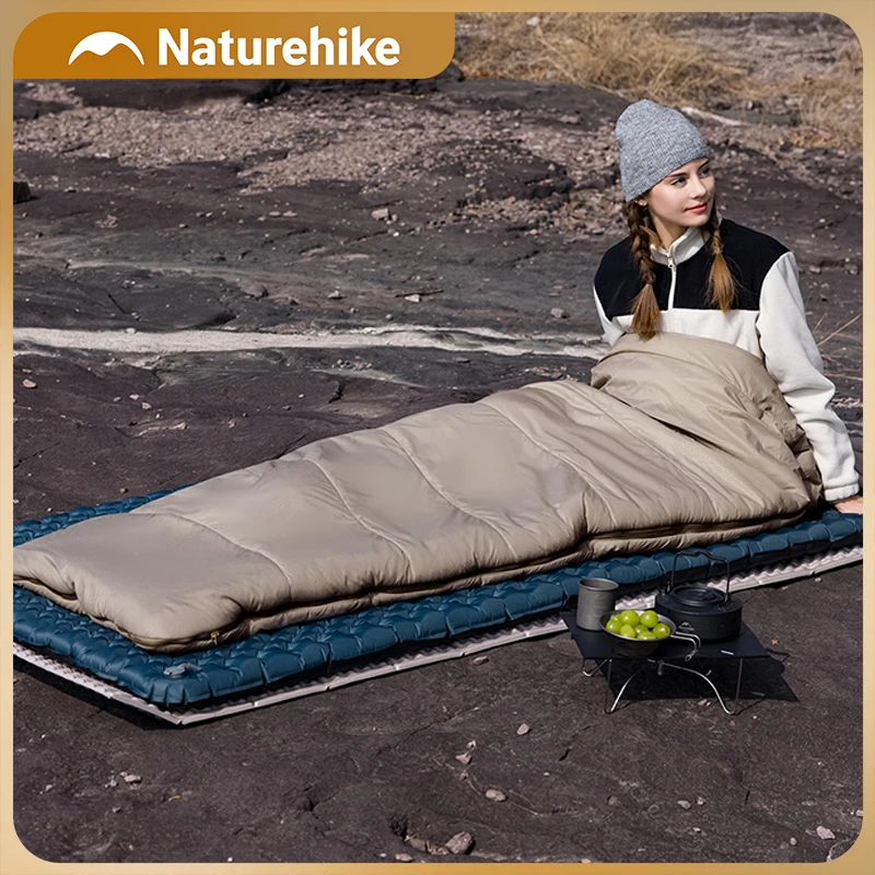 Naturehike M‑Series Gold‑Label Hooded Envelope Sleeping Bag, Machine Washable Interconnectable 2‑in‑1 Camping Sleeping Bag