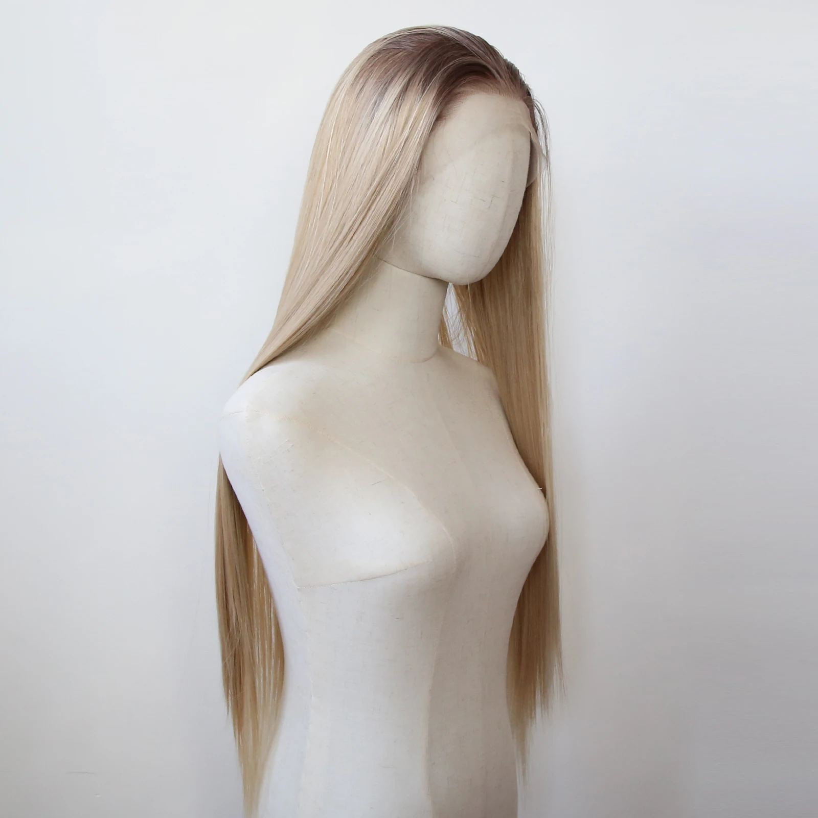 Ombre Honey Blonde Wig Synthetic Lace Front Wig Long Straight Lace Front Synthetic Wig Pre Plucked Heat Resistant Fiber Hair