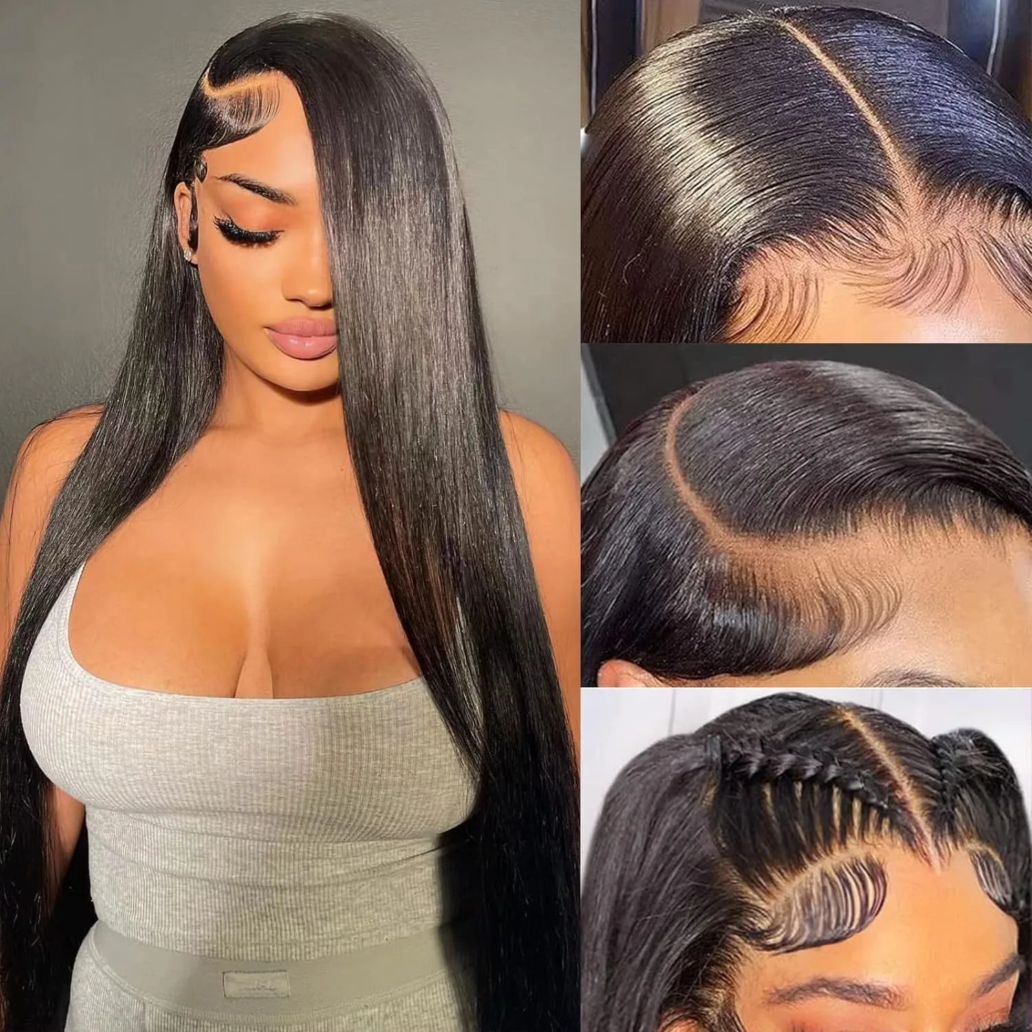 Straight Lace Front Wigs Human Hair 200% Density 13x4 Transparent Lace Frontal Wigs for Black Women Transparent Brazilian Remy