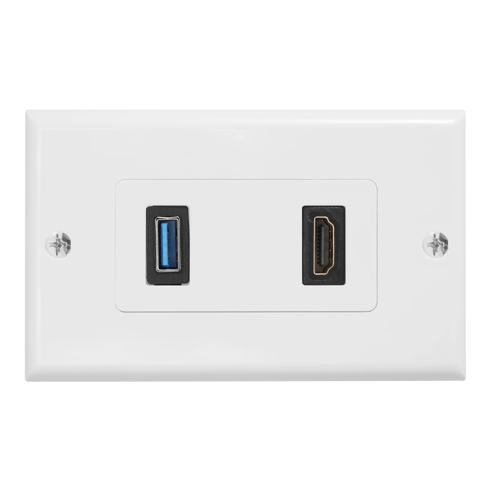 1x 2Port HDMI+USB 3.0 Female Wall Face Plate Panel Outlet Socket Extender White