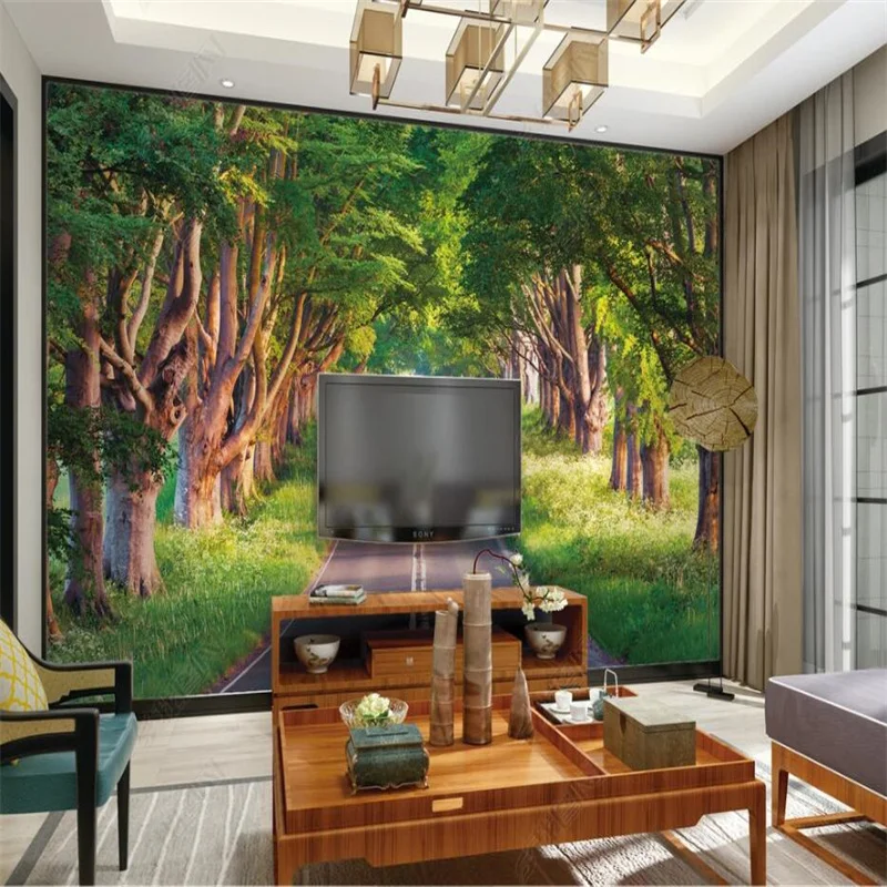 

3D Wall Paper Green Forest Path Natural Scenery Custom Mural Home Decor Wallpaper Bedroom Decor Wallpaper Papel De Parede 3D