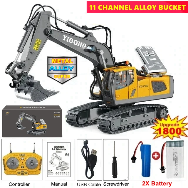4WD Afstandsbediening Graafmachine Speelgoed Radiogestuurde RC Dump Truck Voertuig Crawler Bulldozer Bouwauto Cadeaus voor kinderen Jongens