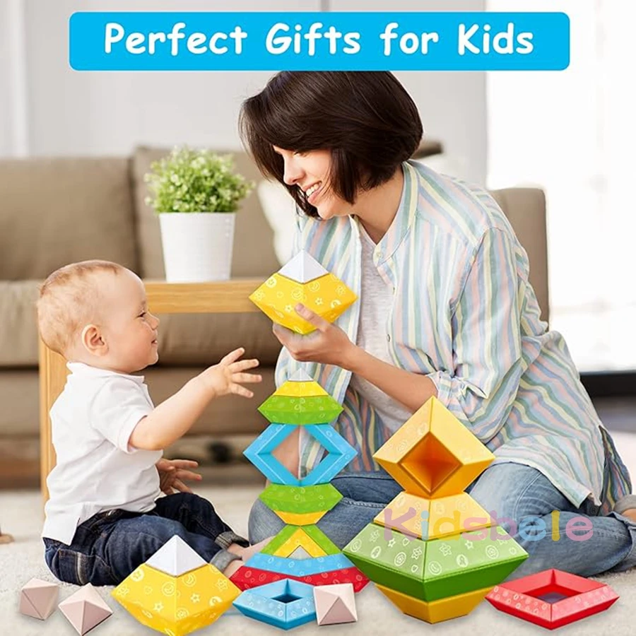 30Pcs Pyramid Stacking Toy Building Blocks Montessori Educational Toy Kids Imagination Logic Baby Sensory Toys Christmas Gifts