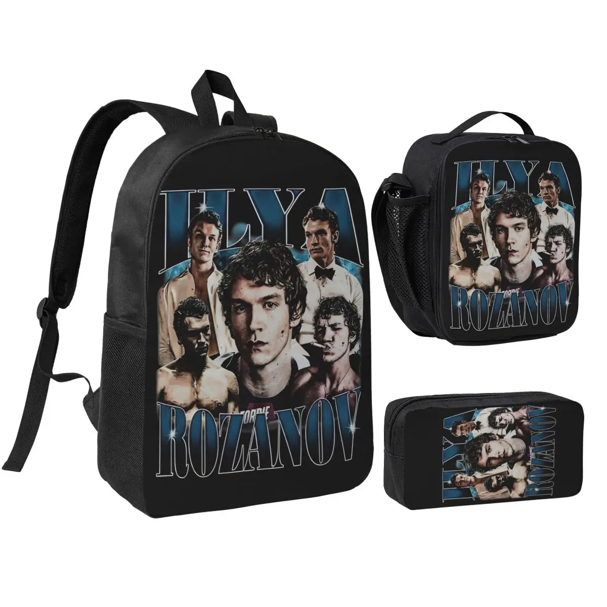 3 Stück/Set Connor Storrie Rozanov Beheizter Rivalrierungsrucksack Laptop Tagesrucksack Lunchtasche Federmäppchen