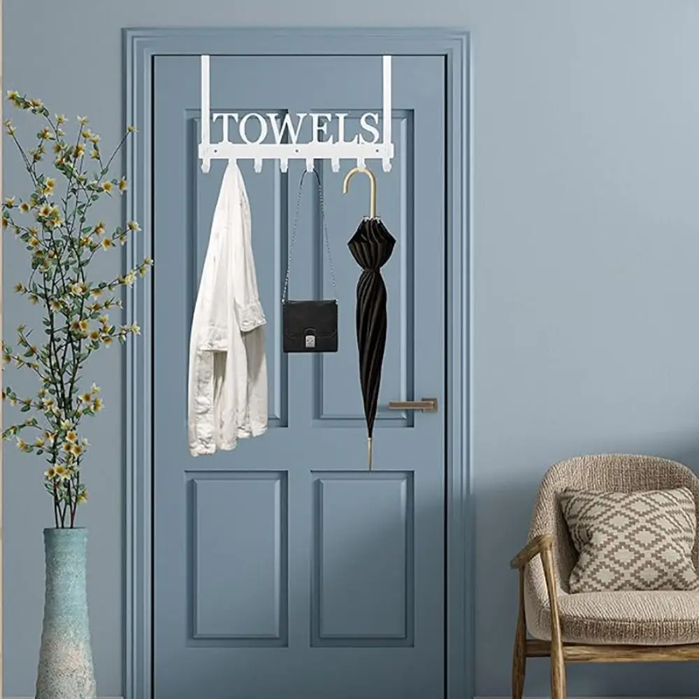 

Anti-slip Towel Rack No-Punch Wall Mounted Bathroom Coat Hooks Towel Hanger 5 Hooks Bath Towel Storage Rack Toilet