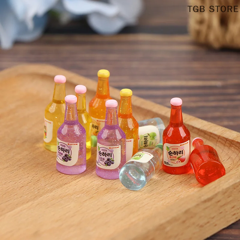 ミニチュア樹脂ボトルシミュレーションワインボトル、ドールハウスアクセサリー、子供のおもちゃ、1:12、10個