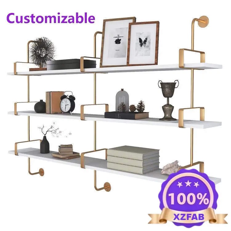Factory Direct 2026 Wrought iron wall hanging, wall storage racks, kitchen living room bookshelves, flower racks, multi-layer li