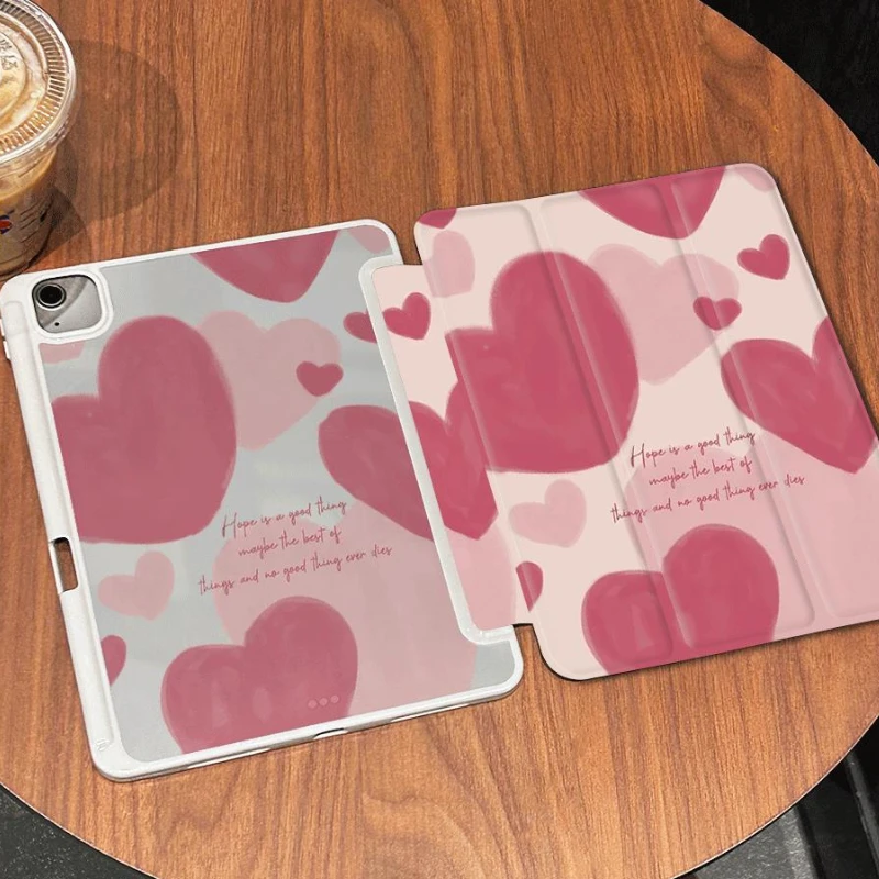 

IPad 10th Generation Smart PU Case Pink Love Print for IPad Air 5 4 Pro 11 Inch 9.7 5th 6th Gen Ipad Air3 10.5 Detachable Cover
