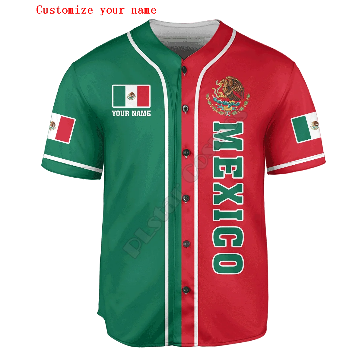 PLstar Cosmos National Emblem Mexico Customize Name 3D Printed Fashion Men\'s Baseball Jersey Casual hip hop Baseball Shirt BQW-1