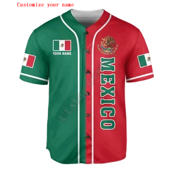 PLstar Cosmos National Emblem Mexico Customize Name 3D Printed Fashion Men's Baseball Jersey Casual hip hop Baseball Shirt BQW-1