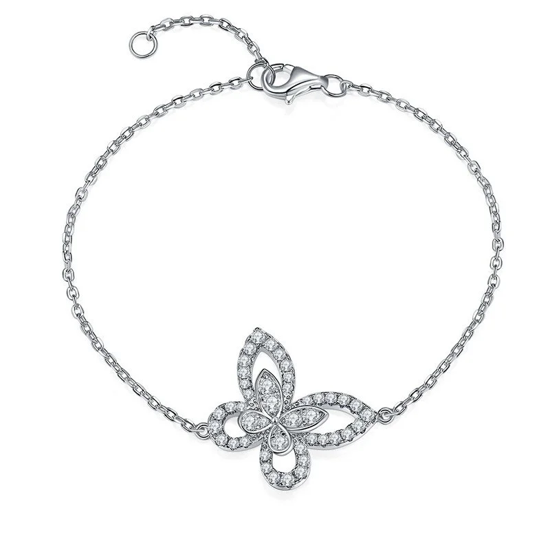 BM6004 Lefei Fashion Luxury Trend Classic Diamond-set Moissanite Fine Butterfly Bracelet For Women 925 Silver Party Jewelry Gift