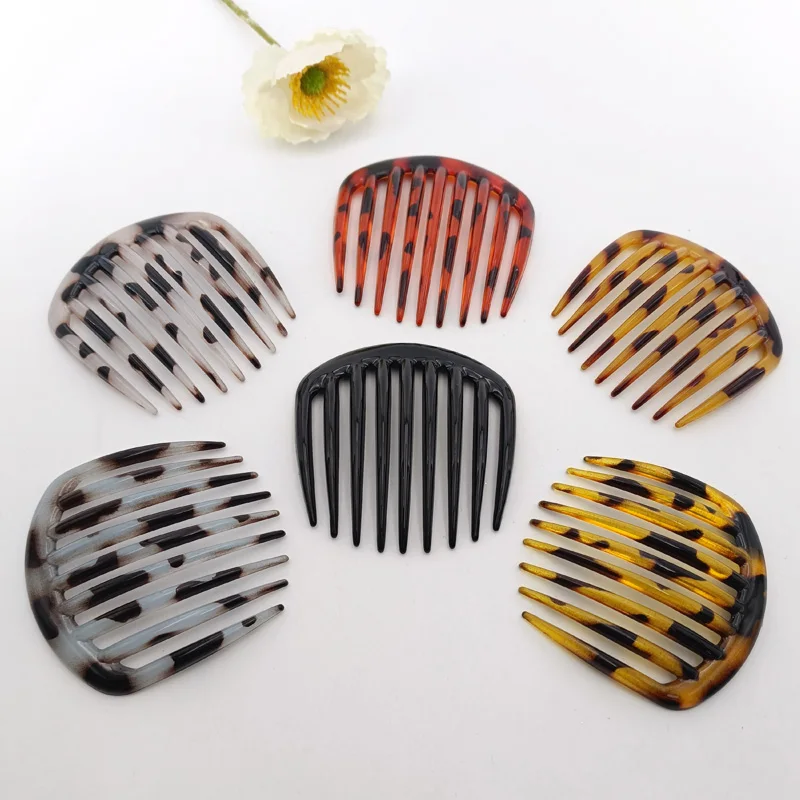 7cm Leopard print Headdress Fashionable Women Hair Accessories Harajuku Vintage Boutique Lacquer 9 teeth Plastic Hair Combs