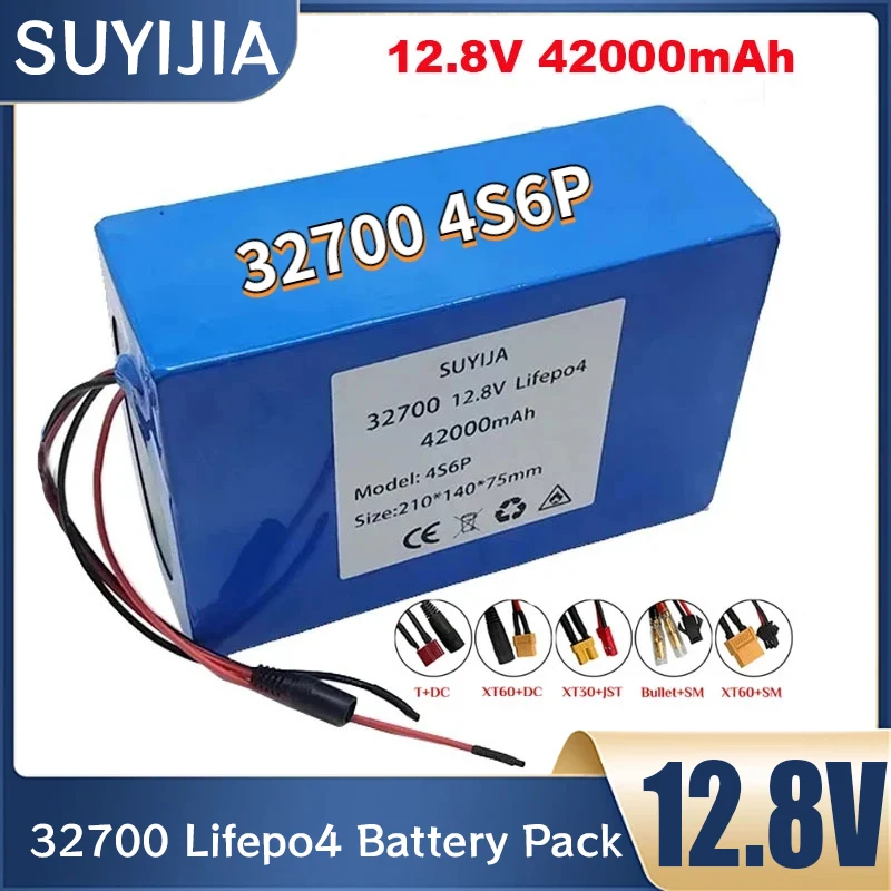 12.8V Lifepo4 Battery Pack 4S6P 32700 42Ah Electric Bicycle Batteries 14.6V 2A Charger with 40A Balanced BMS 12V Power Supply