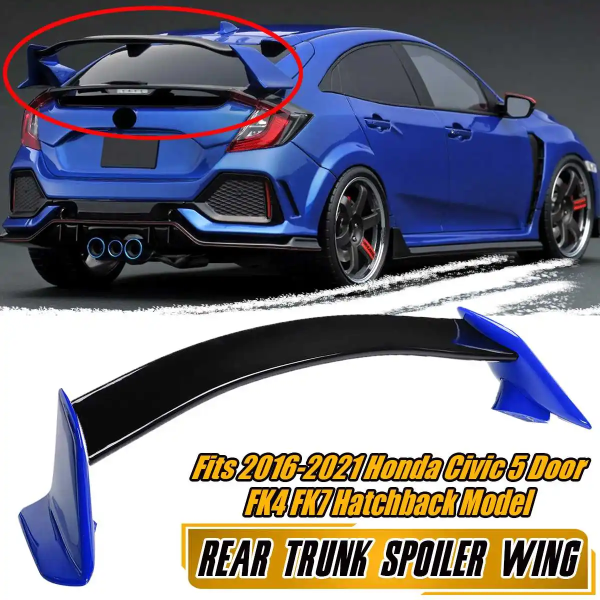 

Car Rear Trunk Boot Lip Spoiler Wing Lip Rear Wing Spoiler For Honda For Civic 5 Door FK4 FK7 Hatchback 2016-2021