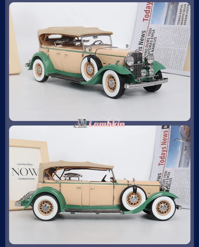 SunStar 1:18 For 1932 Lincoln KB Lincoln Classic Car Replica Alloy Car Model green Classic Cars Collectible Ornaments Gifts