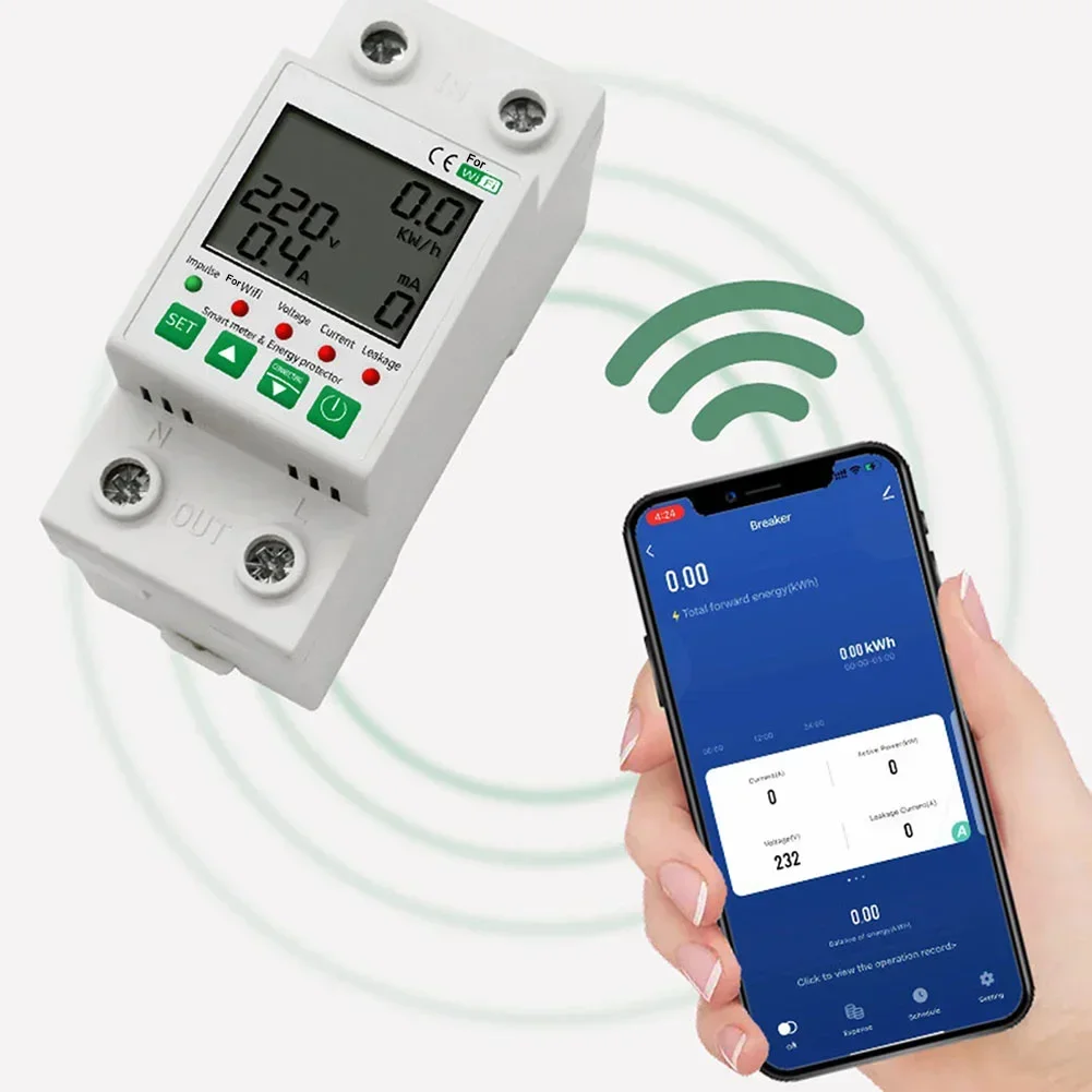 

Для Tuya для приложения WIFI, дистанционное управление, умный счетчик, автоматическое закрытие, защита мощности, измеритель тока, напряжения, мониторинг